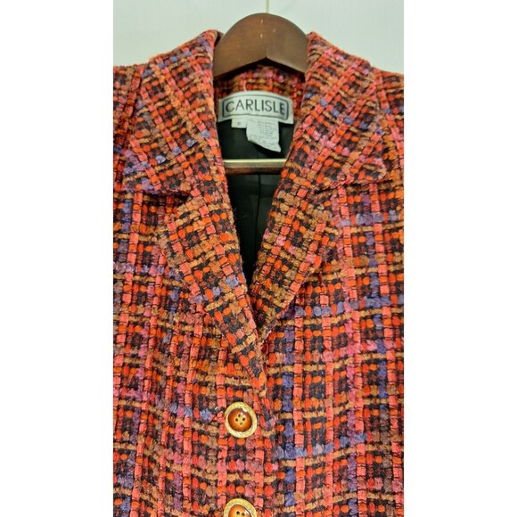 Vtg CARLISLE Wool Blend Colorful Tweed Cropped Blazer Jacket Women Sz 8 Coquette - Picture 8 of 10